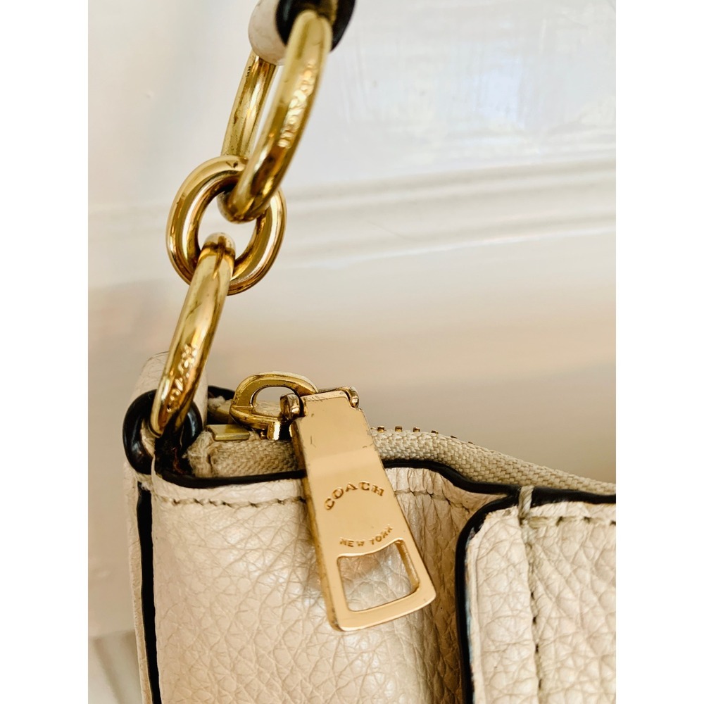 Coach Marlon Shoulder Hobo Handbag In Chalk White Pebbled Leather F79994 $325 - Picture 9 of 16